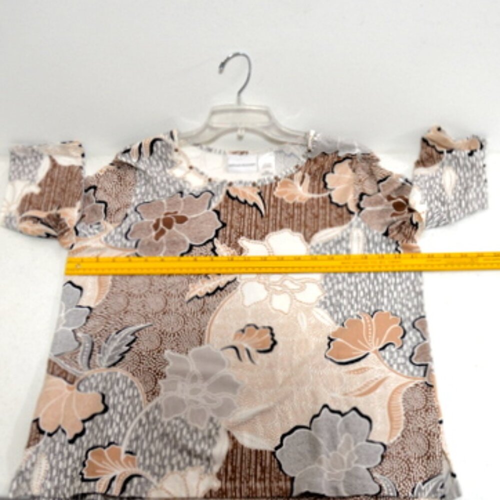Alfred Dunner Women's Brown Floral 3/4 Sleeve Round Neck Top – Size: Large - Picture 4 of 9